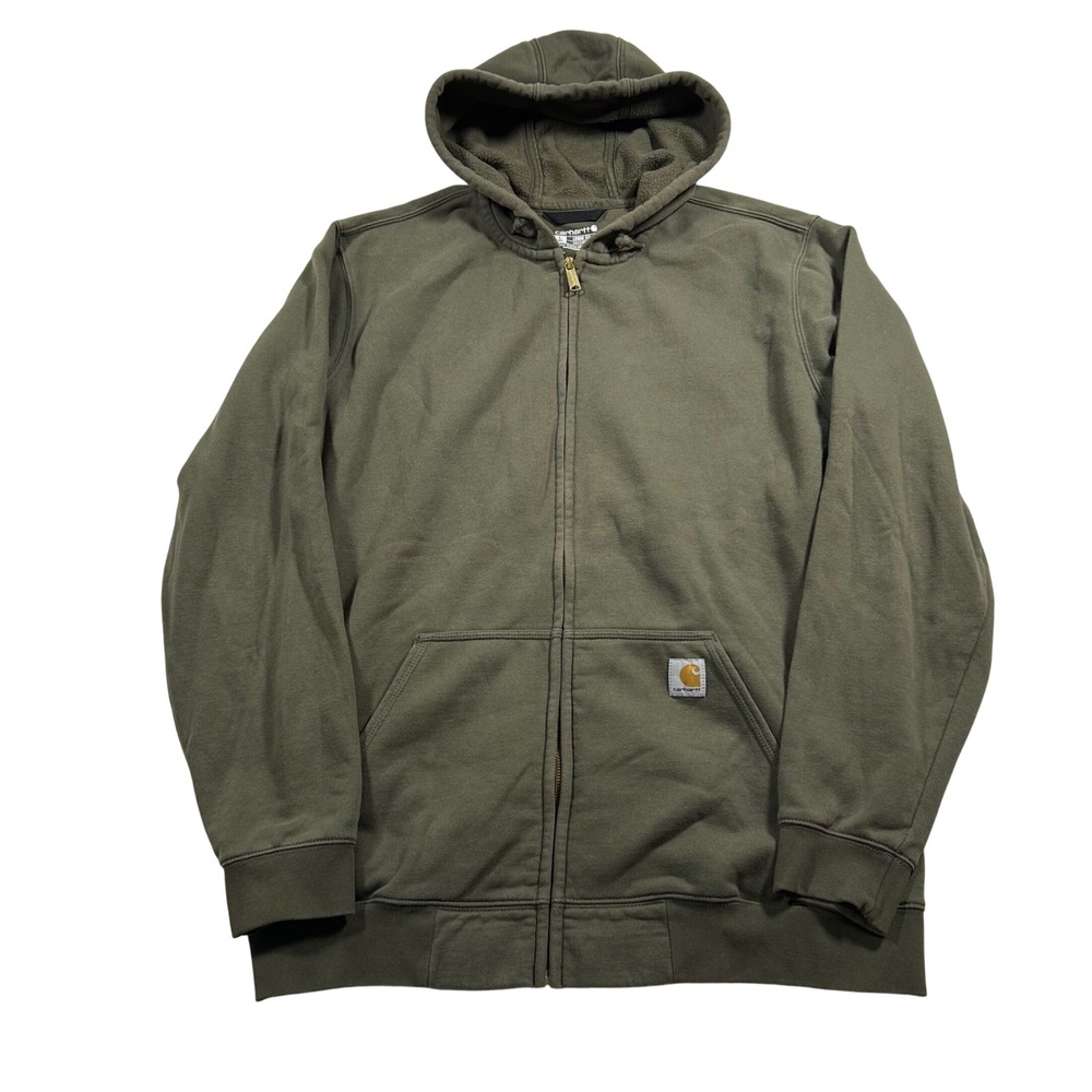 Carhartt Olive Green Zip Hoodie Mens LT Midweight Utility Sweatshirt Workwear